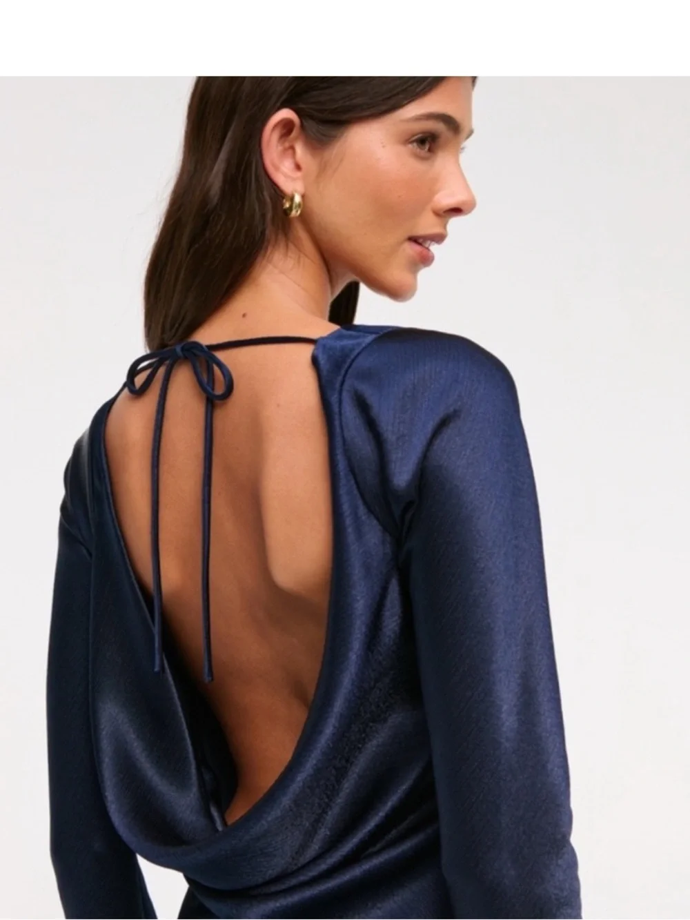 NWT Abercrombie & Fitch cowl back maxi dress features long sleeves
